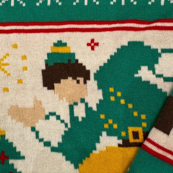 Elf Cotton Headed Ninny Muggins Christmas Holiday Sweater Size Medium - Picture 5 of 5